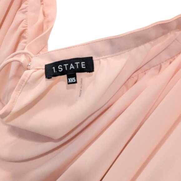 1 State NWT XXS Off Shoulder Halter Neck Blouse Top Blush Pink - Picture 6 of 6